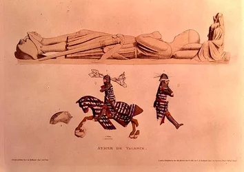 Tomb effigy of the knight Aymer De Valence, Earl of Pembroke (d.1324), pub. 1811