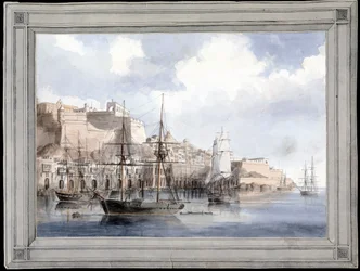View at Malta (the Grand Harbour of Valletta with Fort Sant Angelo)