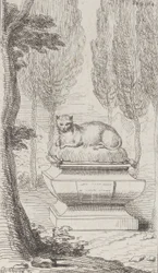 Cat atop a tomb