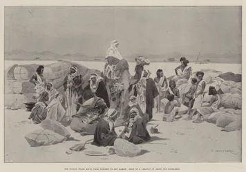 The Nubian Trade Route from Korosko to Abu Hamed, Halt of a Caravan of Arabs and Bishareen