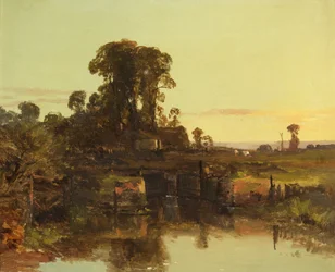 An Old Lock on the Thames, Evening