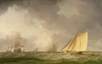 Cutter Close Hauled in a Fresh Breeze, with Other Shipping