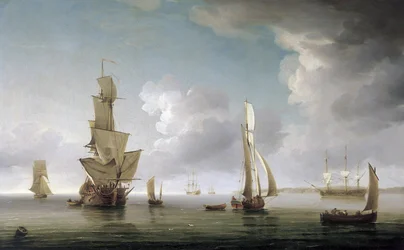 Navigation in the Thames Estuary (England), great variety of boats and description of the English coast