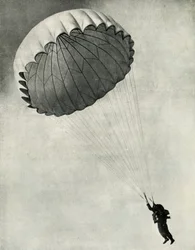 Airman Using a Parachute During the Second World War