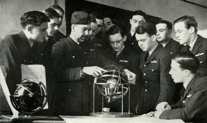 RAF personnel learning navigation during the Second World War