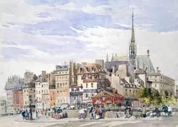 Sainte-Chapelle and the Palais de Justice by the Quay Pont Saint-Michel