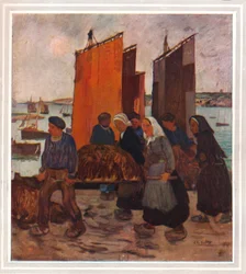 Breton Fishermen Unloading Seaweed