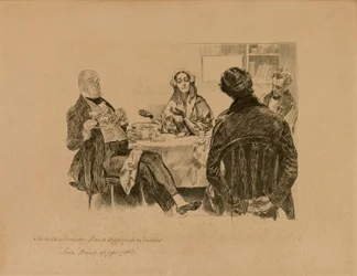 Mr. and Mrs. Micawber, David Copperfield and Traddles, from "David Copperfield"