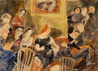 Interior with Group of People around Red-Headed Woman