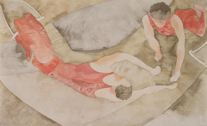 Two Trapeze Performers Red