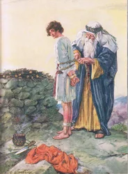 Is Isaac to die? illustration from Through the Bible, Virtue Publishing