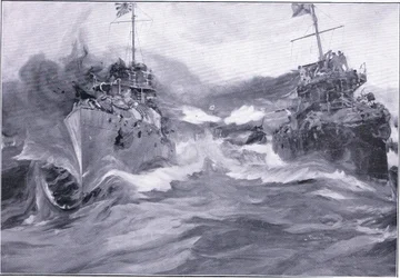 A fight between destroyers, illustration from Cassell