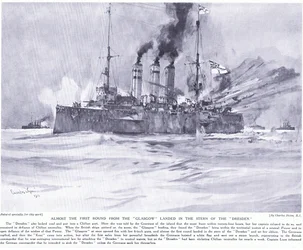 Almost the First Round from the Glasgow Landed in the Stern of the Dresden