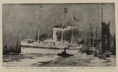 American Aid for the Wounded, the Hospital Ship Maine Lying off Gravesend