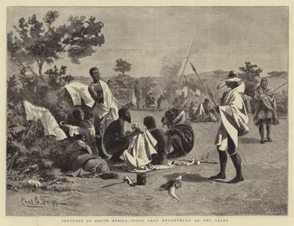 Sketches in South Africa, Fingo Levy Encampment on the Veldt