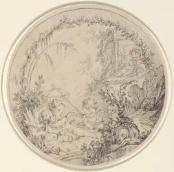 Three Putti with a Fishing Net