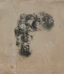 Group of Heads, after Greuze