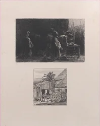Prayer Upper, Cart in Front of a House Lower