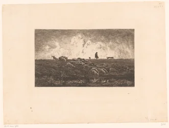 Landscape with Shepherd and Sheep during a Rain Shower (L