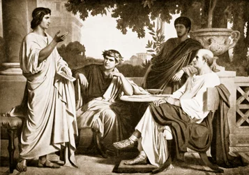 Virgil, Horace and Varius at the house of Maecenas