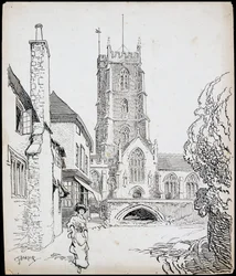 A View from the South of the Priory Church of St George, Dunster, Somerset