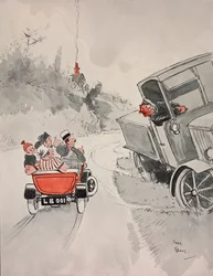 Canned sardines and the sarcastic truck driver, cartoon by Chas Grave from The Tatler, No 1406, June 6