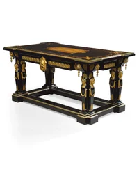 Napoleon III table, designed by Jean Brandely, marquetry by E. Varlot, Paris, c.1850-75