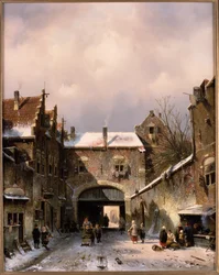 A Village Street Scene in Winter, 1893