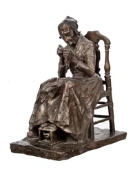 Old Woman Mending her Linen