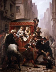 Murder of French King Henri IV by Ravaillac in 1610 in Paris