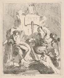 Design for a Fountain with a Seated Nymph at Left and Triton Holding a Shell to His Mouth