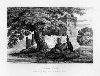 Lochleven Castle, Scotland, the prison of Mary, Queen of Scots, 1840