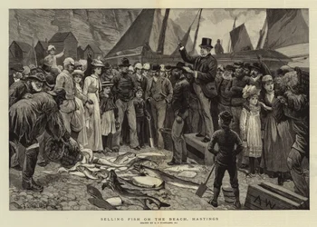 Selling Fish on the Beach, Hastings