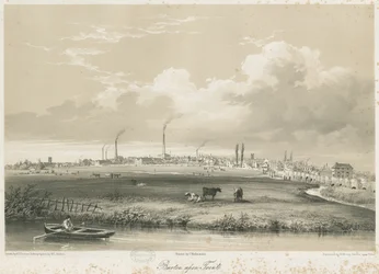 Burton-upon-Trent Bridge and Town: tinted lithograph, nd [c.1840]