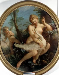 Leda and the Swan. Leda and the god Zeus transform into a swan to approach him.
