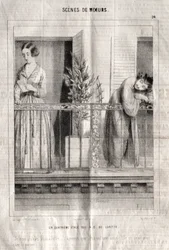 Scenes of Manners: A Fourth Floor on N. D. de Lorette Street. I think she is reading my letter... unless it is another one. She had nine at the doorman