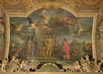 King Louis XIV Gives Orders to Simultaneously Attack Four of the Strongest Dutch Positions in 1672, Ceiling Painting from the Galerie des Glaces