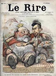 Anglo-Japanese Alliance (1902) Diplomacy has just given birth to a monster, new Radica-Doodica: who will be the Dean? - King Edward VII - Caricature 1902 by Charles Leandre for The Laughter