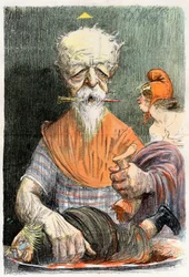 Eugene Henri Brisson (1835-1912), French lawyer, journalist and politician - Cartoon by Charles Leandre (1862-1934) in Le Rire 1902