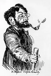 Henri Riviere (1864-1951) French artist and designer (shadow play at Cabaret Le Chat Noir), drawing by E. Lefebvre after Leandre
