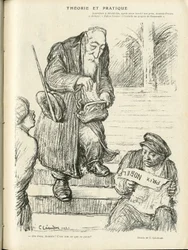 Illustration by Charles Leandre in Le Rire, 31/12/21 - Theory and Practice - Nobel Prize - Lenin, France Anatole