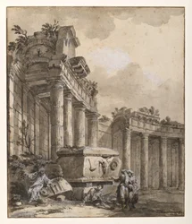 Figures near a Ruined Colonnade