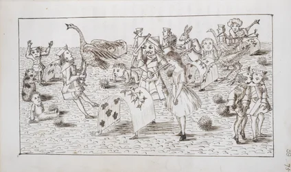 Alice and the Red Queen Play Croquet, Illustration from Chapter IV of 