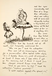 Alice Gets Advice from the Blue Caterpillar, Illustration from Alice’s Adventures Under Ground, Pub. 1886 (Facsimile)