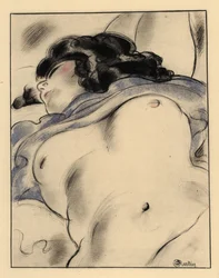 Half-naked woman asleep, exposing herself