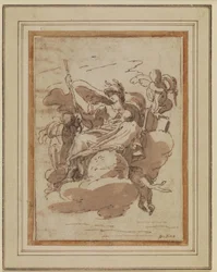 Allegorical Female Figure, Sitting on Clouds