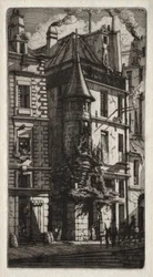 Etchings of Paris: House with a Turret, Weavers Street, 1852