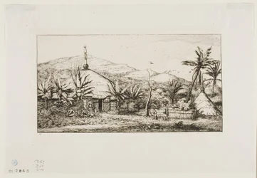 New Caledonia: Large Native Hut on the Road from Balade to Puépo, 1845