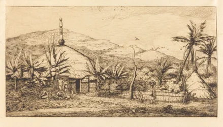 New Caledonia: Large Native Hut on the Road from Balade to Puebo, 1845