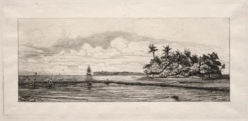 Oceania: Fishing near Islands with Palms in the Uea or Wallis Group